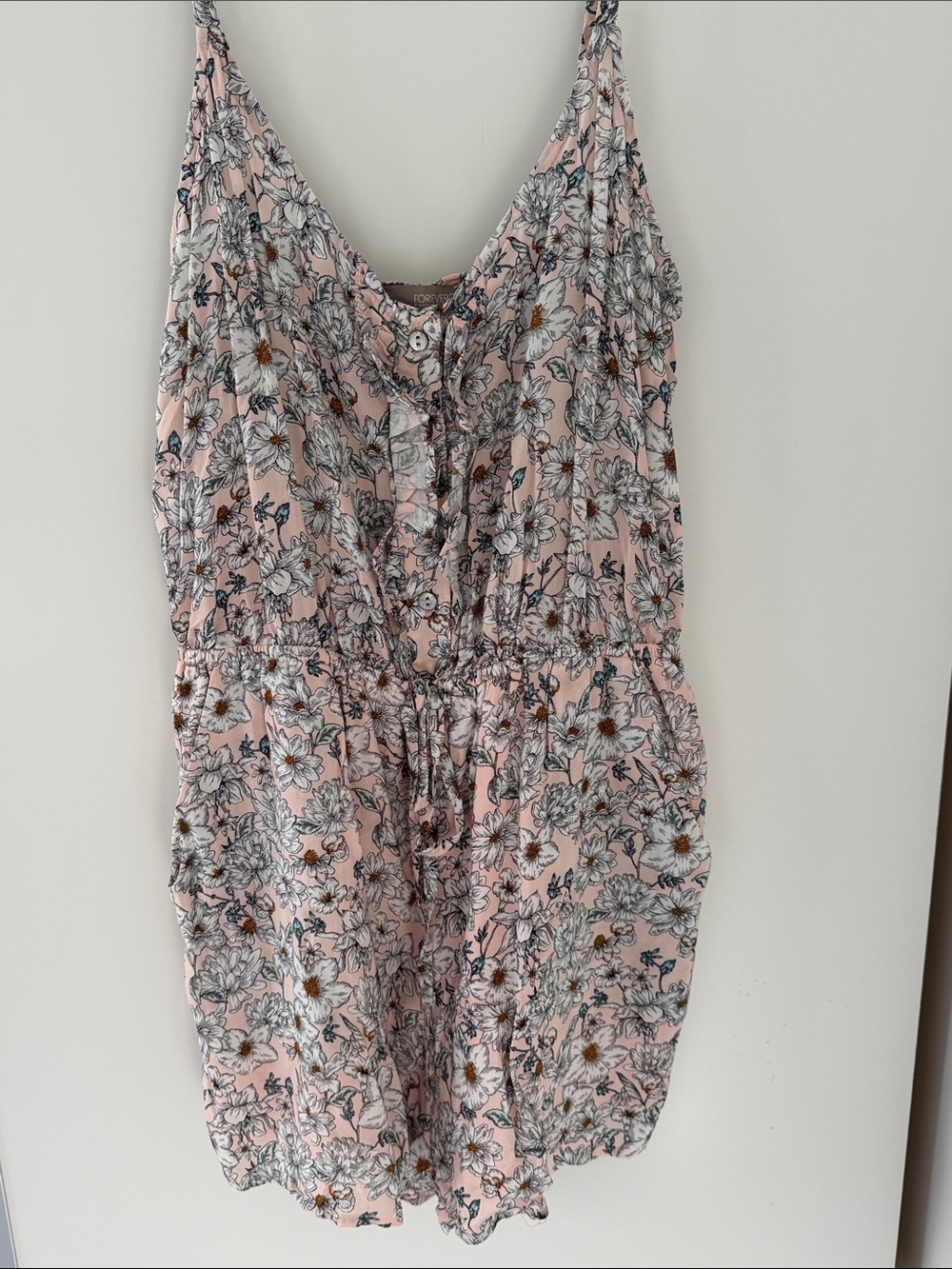 Forever 21 Pink Floral Button-Front Romper